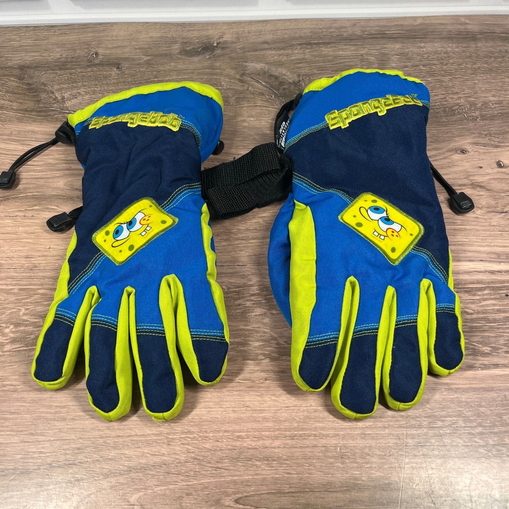 VTG 2005 Nickelodeon SpongeBob SquarePants Thinsulate Winter Gloves Boys Blue L